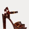 Sandalias Ralph Lauren Callahan de piel de becerro charol marrón para mujer Sandalias Ralph Lauren Callahan de piel de becerro charol marrón para mujer