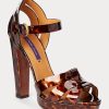 Sandalias Ralph Lauren Callahan de piel de becerro charol marrón para mujer Sandalias Ralph Lauren Callahan de piel de becerro charol marrón para mujer