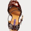 Sandalias Ralph Lauren Callahan de piel de becerro charol marrón para mujer Sandalias Ralph Lauren Callahan de piel de becerro charol marrón para mujer