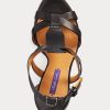 Sandalias Ralph Lauren Dakota de piel de becerro bruñida para mujer, color negro Sandalias Ralph Lauren Dakota de piel de becerro bruñida para mujer, color negro