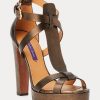 Sandalias Ralph Lauren Dakota de piel de becerro metalizada para mujer en color cobre Sandalias Ralph Lauren Dakota de piel de becerro metalizada para mujer en color cobre