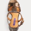 Sandalias Ralph Lauren Dakota de piel de becerro metalizada para mujer en color cobre Sandalias Ralph Lauren Dakota de piel de becerro metalizada para mujer en color cobre