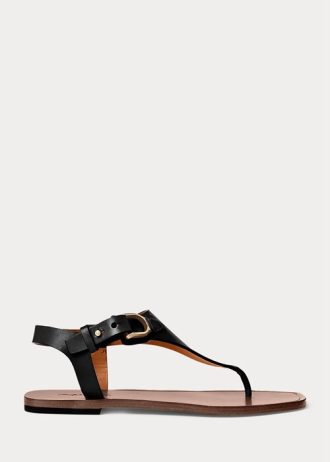 Sandalias Ralph Lauren Delancie Welington de piel de becerro negras para mujer Sandalias Ralph Lauren Delancie Welington de piel de becerro negras para mujer