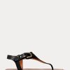 Sandalias Ralph Lauren Delancie Welington de piel de becerro negras para mujer