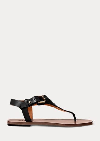 Sandalias Ralph Lauren Delancie Welington de piel de becerro negras para mujer Sandalias Ralph Lauren Delancie Welington de piel de becerro negras para mujer