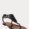 Sandalias Ralph Lauren Delancie Welington de piel de becerro negras para mujer