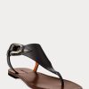 Sandalias Ralph Lauren Delancie Welington de piel de becerro negras para mujer