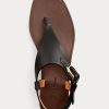 Sandalias Ralph Lauren Delancie Welington de piel de becerro negras para mujer
