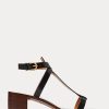 Sandalias Ralph Lauren Dyllon de piel de becerro bruñida para mujer, color negro Sandalias Ralph Lauren Dyllon de piel de becerro bruñida para mujer, color negro