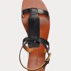 Sandalias Ralph Lauren Dyllon de piel de becerro bruñida para mujer, color negro Sandalias Ralph Lauren Dyllon de piel de becerro bruñida para mujer, color negro