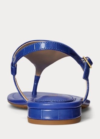 Sandalias Ralph Lauren Ellington de piel con relieve para mujer en color azul Sandalias Ralph Lauren Ellington de piel con relieve para mujer en color azul