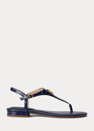 Sandalias Ralph Lauren Ellington de piel con relieve para mujer en color azul marino Sandalias Ralph Lauren Ellington de piel con relieve para mujer en color azul marino