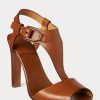 Sandalias Ralph Lauren Emilie Welington de piel de becerro marrón para mujer Sandalias Ralph Lauren Emilie Welington de piel de becerro marrón para mujer