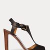 Sandalias Ralph Lauren Emilie Welington de piel de becerro negras para mujer