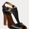 Sandalias Ralph Lauren Emilie Welington de piel de becerro negras para mujer