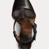 Sandalias Ralph Lauren Emilie Welington de piel de becerro negras para mujer