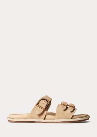 Sandalias Ralph Lauren Ezra de ante de becerro marrón para mujer Sandalias Ralph Lauren Ezra de ante de becerro marrón para mujer