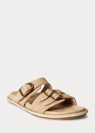 Sandalias Ralph Lauren Ezra de ante de becerro marrón para mujer Sandalias Ralph Lauren Ezra de ante de becerro marrón para mujer