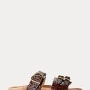 Sandalias Ralph Lauren Ezra de piel con relieve de cocodrilo para mujer en color marrón