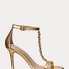 Sandalias Ralph Lauren Kate de piel napa metalizada dorada para mujer Sandalias Ralph Lauren Kate de piel napa metalizada dorada para mujer