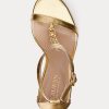 Sandalias Ralph Lauren Kate de piel napa metalizada dorada para mujer Sandalias Ralph Lauren Kate de piel napa metalizada dorada para mujer