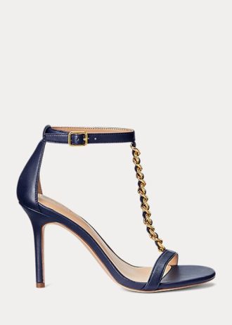 Sandalias Ralph Lauren Kate de piel napa para mujer en color azul marino