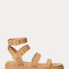 Sandalias Ralph Lauren Kayleen de piel napa para mujer en amarillo claro