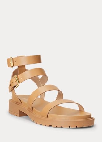 Sandalias Ralph Lauren Kayleen de piel napa para mujer en amarillo claro