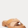 Pantuflas Ralph Lauren Kelsie de piel napa y ante en amarillo claro para mujer Pantuflas Ralph Lauren Kelsie de piel napa y ante en amarillo claro para mujer