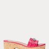Sandalias Ralph Lauren Roxanne de piel con relieve en color fucsia para mujer Sandalias Ralph Lauren Roxanne de piel con relieve en color fucsia para mujer
