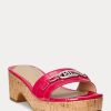 Sandalias Ralph Lauren Roxanne de piel con relieve en color fucsia para mujer Sandalias Ralph Lauren Roxanne de piel con relieve en color fucsia para mujer