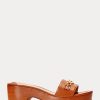 Sandalias Ralph Lauren Roxanne de piel napa marrón para mujer