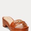 Sandalias Ralph Lauren Roxanne de piel napa marrón para mujer