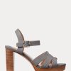 Sandalias Ralph Lauren Soffia de piel napa para mujer en color gris Sandalias Ralph Lauren Soffia de piel napa para mujer en color gris