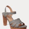 Sandalias Ralph Lauren Soffia de piel napa para mujer en color gris Sandalias Ralph Lauren Soffia de piel napa para mujer en color gris