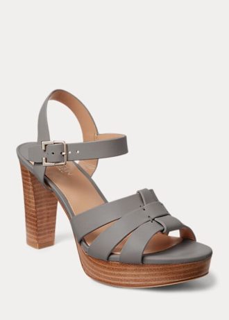 Sandalias Ralph Lauren Soffia de piel napa para mujer en color gris