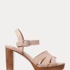 Sandalias Ralph Lauren Soffia de piel napa rosa claro para mujer