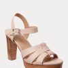 Sandalias Ralph Lauren Soffia de piel napa rosa claro para mujer