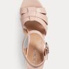 Sandalias Ralph Lauren Soffia de piel napa rosa claro para mujer