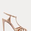 Sandalias Ralph Lauren Wells de ante y cuero con adornos en oro rosa para mujer Sandalias Ralph Lauren Wells de ante y cuero con adornos en oro rosa para mujer