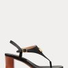 Sandalias Ralph Lauren Westcott II de piel abatanada para mujer, color negro