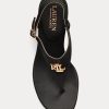 Sandalias Ralph Lauren Westcott II de piel abatanada para mujer, color negro