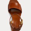 Sandalias Ralph Lauren Zadie de piel de becerro bruñida para mujer en color marrón Sandalias Ralph Lauren Zadie de piel de becerro bruñida para mujer en color marrón