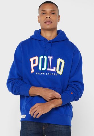 Sudadera con capucha azul con el logotipo de Ralph Lauren para hombre Sudadera con capucha azul con el logotipo de Ralph Lauren para hombre