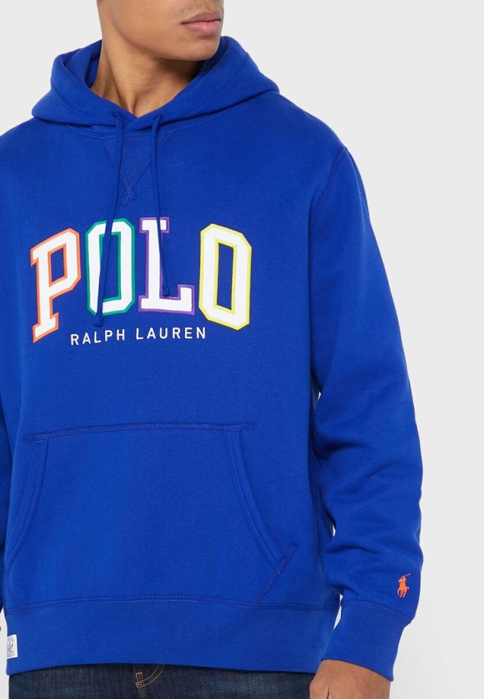 Sudadera con capucha azul con el logotipo de Ralph Lauren para hombre Sudadera con capucha azul con el logotipo de Ralph Lauren para hombre