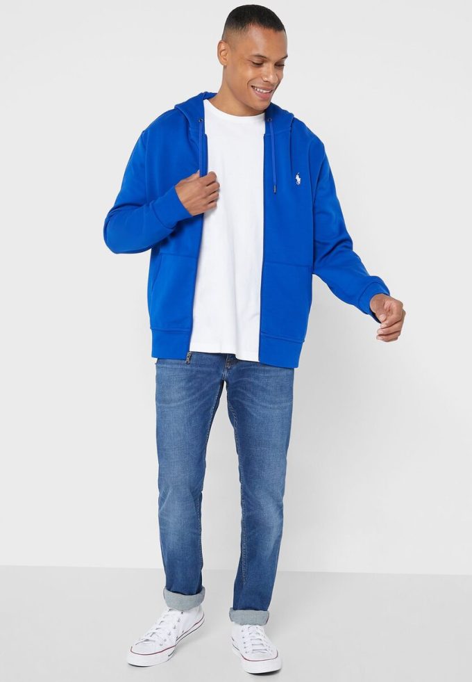 Sudadera con capucha azul Ralph Lauren Essential para hombre