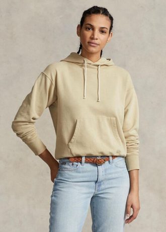 Sudadera con capucha de algodón Ralph Lauren para mujer en color caqui