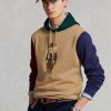 Sudadera con capucha de polar con bloques de color caqui Ralph Lauren Polo Bear para hombre