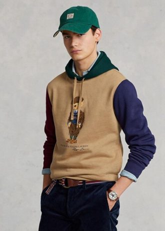 Sudadera con capucha de polar con bloques de color caqui Ralph Lauren Polo Bear para hombre Sudadera con capucha de polar con bloques de color caqui Ralph Lauren Polo Bear para hombre