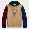 Sudadera con capucha de polar con bloques de color caqui Ralph Lauren Polo Bear para hombre